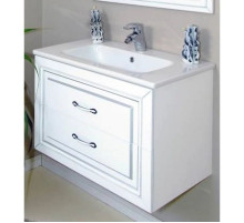 Тумба с раковиной белый матовый серебряная патина 78 см Atoll Валери