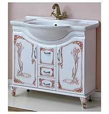 Тумба с раковиной белое дерево медная патина 88 см Atoll Барселона