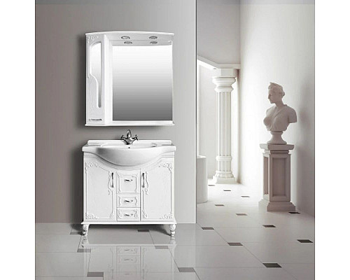 Купить Тумба с раковиной белый глянец 88 см Atoll Барселона в магазине сантехники Santeh-Crystal.ru