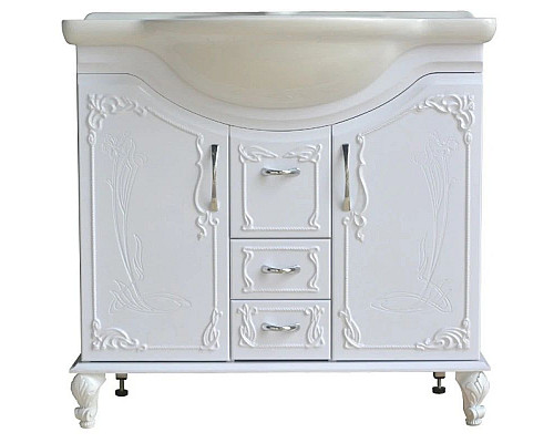 Купить Тумба с раковиной белый глянец 88 см Atoll Барселона в магазине сантехники Santeh-Crystal.ru