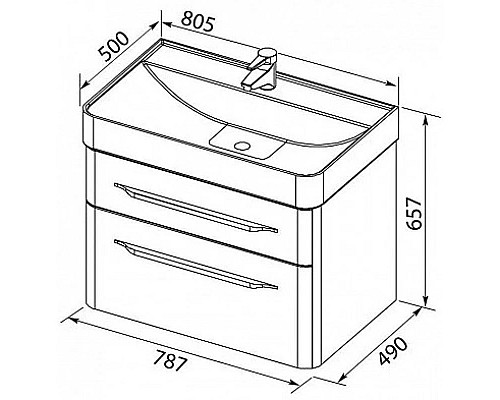 Заказать Тумба белый глянец 78,7 см Aquanet Виченца 00196963 в магазине сантехники Santeh-Crystal.ru