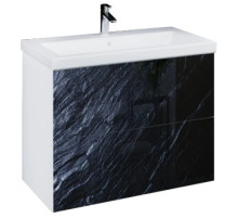 Тумба черный дикий камень/белый глянец 78,8 см Marka One Lacio У72819