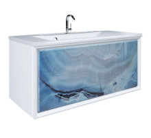 Тумба голубой мрамор/белый глянец 89 см Marka One Seattle У72808