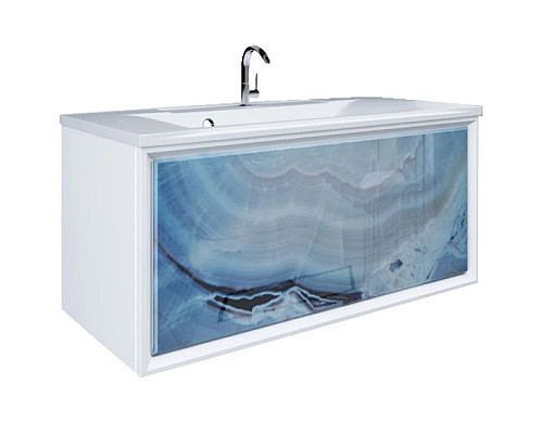 Приобрести Тумба голубой мрамор/белый глянец 89 см Marka One Seattle У72808 в магазине сантехники Santeh-Crystal.ru