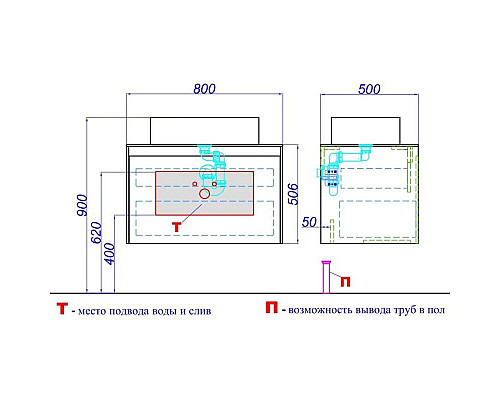 Купить Тумба бетон светлый/ белый глянец 80 см Aqwella 5 Stars Mobi MOB0108BS/ MOB0708W/ T в магазине сантехники Santeh-Crystal.ru