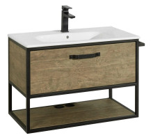 Тумба с раковиной дуб кантри/черный 80 см Акватон Лофт Фабрик 1A2424K6LTDY0