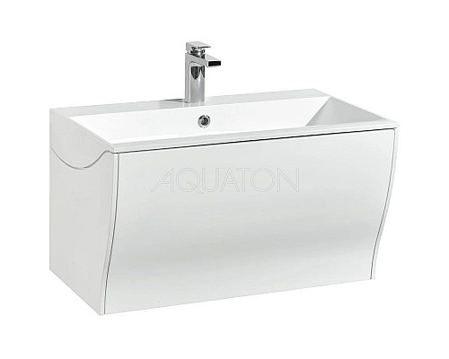 Приобрести Тумба с раковиной белый глянец 80 см Акватон Ондина 1A1834K0OD010 в магазине сантехники Santeh-Crystal.ru
