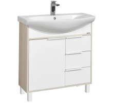 Тумба с раковиной белый глянец/ясень фабрик 80,5 см Акватон Рико 1A2154K1RIB90