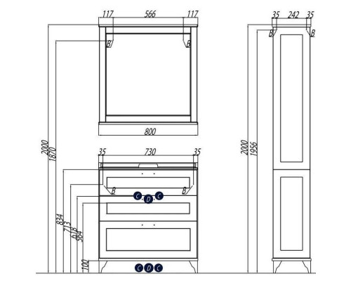 Приобрести Тумба с раковиной дуб белый 80 см Акватон Леон 1A1878K0LBPS0 в магазине сантехники Santeh-Crystal.ru