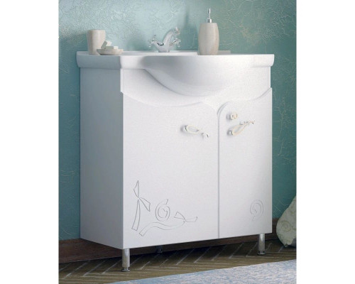 Заказать Тумба с раковиной белый глянец 86,5 см с бельевой корзиной Corozo Венеция SETSD-00000345/28209 в магазине сантехники Santeh-Crystal.ru