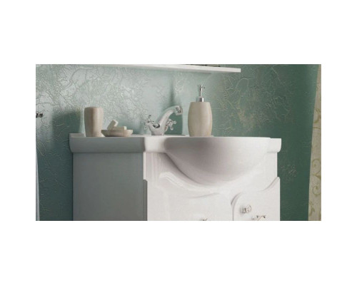 Заказать Тумба с раковиной белый глянец 86,5 см с бельевой корзиной Corozo Венеция SETSD-00000345/28209 в магазине сантехники Santeh-Crystal.ru