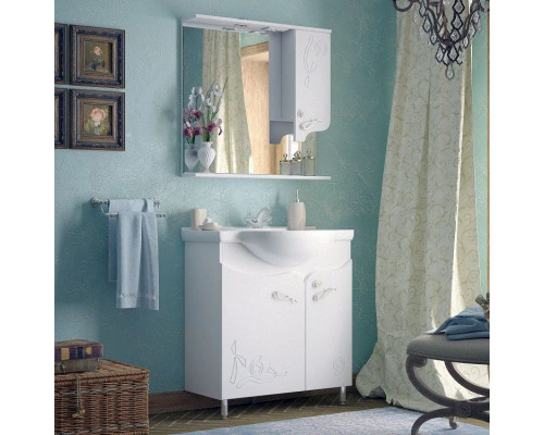 Заказать Тумба с раковиной белый глянец 86,5 см с бельевой корзиной Corozo Венеция SETSD-00000345/28209 в магазине сантехники Santeh-Crystal.ru