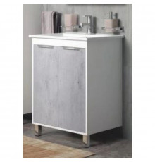 Тумба с раковиной белый глянец/бетон 76,5 см Corozo Чикаго SETSD-00000363/SD-00000382