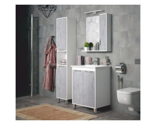 Заказать Тумба с раковиной белый глянец/бетон 76,5 см Corozo Чикаго SETSD-00000363/SD-00000382 в магазине сантехники Santeh-Crystal.ru