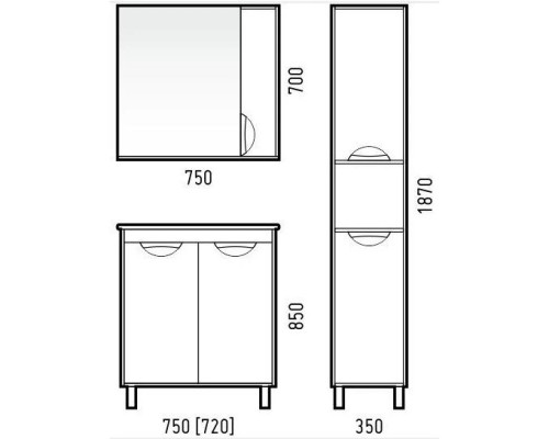Заказать Тумба с раковиной белый глянец/бетон 76,5 см Corozo Чикаго SETSD-00000363/SD-00000382 в магазине сантехники Santeh-Crystal.ru