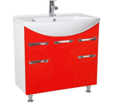 Тумба с раковиной красный глянец/белый глянец 75,8 см Bellezza Альфа 4638812110035 + 4660018640092