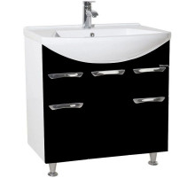 Тумба с раковиной черный глянец/белый глянец 75,8 см Bellezza Альфа 4638812110042 + 4660018640092