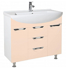 Тумба с раковиной бежевый глянец/белый глянец 90,6 см Bellezza Альфа 4638815110070 + 4660018640153