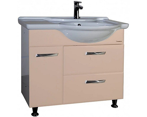 Приобрести Тумба с раковиной бежевый глянец/белый глянец 90 см Bellezza Балтика 4638915111076 + 4660018640276 в магазине сантехники Santeh-Crystal.ru