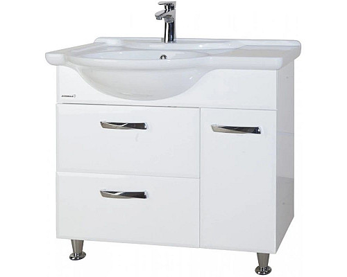 Купить Тумба с раковиной белый глянец 90 см Bellezza Балтика 4638915112011 + 4660018640276 в магазине сантехники Santeh-Crystal.ru