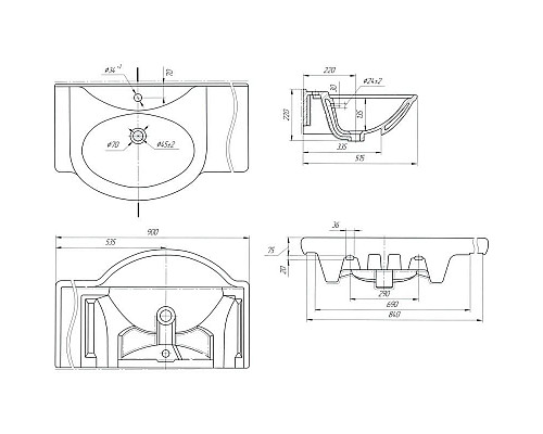 Купить Тумба с раковиной белый глянец 90 см Bellezza Балтика 4638915112011 + 4660018640276 в магазине сантехники Santeh-Crystal.ru