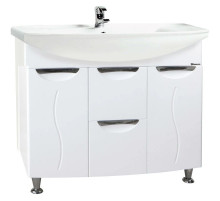 Тумба с раковиной белый глянец 86,5 см с бельевой корзиной Bellezza Глория 4638514100013 + 4620008197357