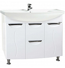 Тумба с раковиной белый глянец 86,5 см с бельевой корзиной Bellezza Глория 4638514100013 + 4620008197357