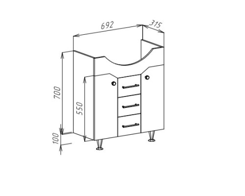 Заказать Тумба с раковиной белый глянец 76 см Bellezza Джулия 4631212000012 + 4620008197371 в магазине сантехники Santeh-Crystal.ru