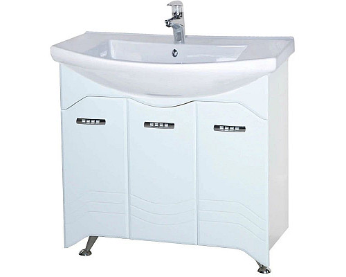 Приобрести Тумба с раковиной белый глянец 87,5 см Bellezza Дрея 4631314000019 + 4620008197456 в магазине сантехники Santeh-Crystal.ru