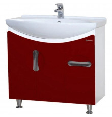 Тумба с раковиной красный глянец/белый глянец 76 см Bellezza Лагуна 4632112110030 + 4620008197470