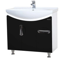 Тумба с раковиной черный глянец/белый глянец 76 см Bellezza Лагуна 4632112110047 + 4620008197470
