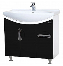 Тумба с раковиной черный глянец/белый глянец 76 см Bellezza Лагуна 4632112110047 + 4620008197470