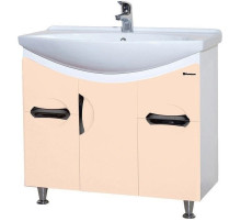 Тумба с раковиной бежевый глянец/белый глянец 86,5 см Bellezza Лагуна 4632114110076 + 4620008197357