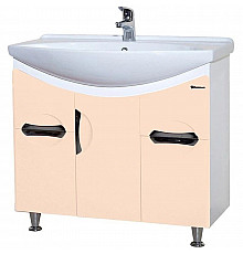 Тумба с раковиной бежевый глянец/белый глянец 86,5 см Bellezza Лагуна 4632114110076 + 4620008197357