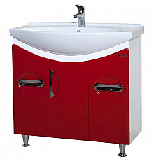 Тумба с раковиной красный глянец/белый глянец 86,5 см Bellezza Лагуна 4632114110038 + 4620008197357