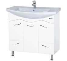 Тумба с раковиной белый глянец 87,5 см Bellezza Мари 4632914000010 + 4620008197456