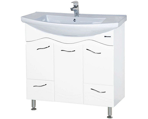 Приобрести Тумба с раковиной белый глянец 87,5 см Bellezza Мари 4632914000010 + 4620008197456 в магазине сантехники Santeh-Crystal.ru