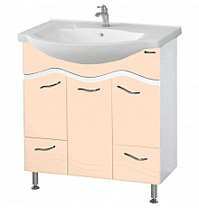 Тумба с раковиной бежевый глянец/белый глянец 76 см Bellezza Мари 4632912000227 + 4620008197371