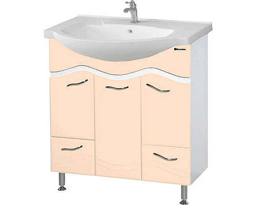 Купить Тумба с раковиной бежевый глянец/белый глянец 76 см Bellezza Мари 4632912000227 + 4620008197371 в магазине сантехники Santeh-Crystal.ru