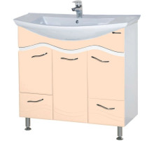 Тумба с раковиной бежевый глянец/белый глянец 87,5 см Bellezza Мари 4632914000225 + 4620008197456