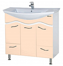 Тумба с раковиной бежевый глянец/белый глянец 87,5 см Bellezza Мари 4632914000225 + 4620008197456