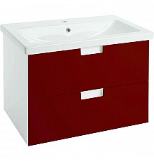 Тумба с раковиной красный глянец/белый глянец 80 см Bellezza Пегас 4630413270033 + 4690311045416