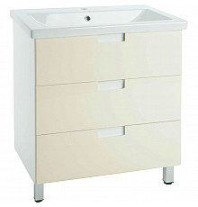 Тумба с раковиной бежевый глянец/белый глянец 80 см Bellezza Пегас 4630413140077 + 4690311045416