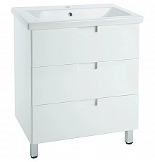 Тумба с раковиной белый глянец 80 см Bellezza Пегас 4630413140015 + 4690311045416