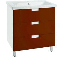 Тумба с раковиной красный глянец/белый глянец 80 см Bellezza Пегас 4630413140039 + 4690311045416