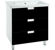 Тумба с раковиной черный глянец/белый глянец 80 см Bellezza Пегас 4630413140046 + 4690311045416