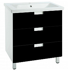 Тумба с раковиной черный глянец/белый глянец 80 см Bellezza Пегас 4630413140046 + 4690311045416