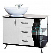Тумба с раковиной белый глянец/черный глянец 91 см Bellezza Рио 4633615142269 + 4620008193823