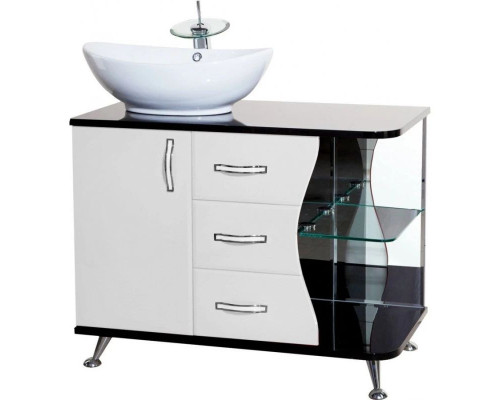 Купить Тумба с раковиной белый глянец/черный глянец 91 см Bellezza Рио 4633615142269 + 4620008193823 в магазине сантехники Santeh-Crystal.ru