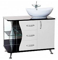Тумба с раковиной белый глянец/черный глянец 91 см Bellezza Рио 4633615141262 + 4620008193823
